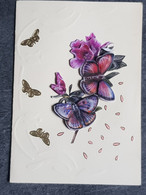 Carte Fantaisies Avec Papillon Butterfly En Reliefs - Papillons
