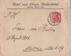 Brief, Wolfenbüttel, "Hotel Zum Löwen", Gel. 1914 - Covers & Documents