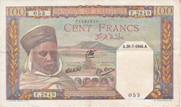 BILLETE DE ARGELIA DE 100 FRANCS DEL 20-7-1945 EN CALIDAD MBC (VF) (BANKNOTE) - Algérie