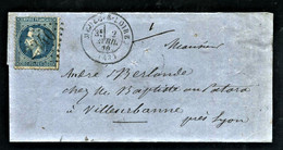 N° 29 Nap. III Lauré- De Meung Sur Loir Pour Villeurbanne LSC + Cachet Ambulant Au Dos Paris à Auxerre + Autres - 1870 - 1849-1876: Periodo Classico
