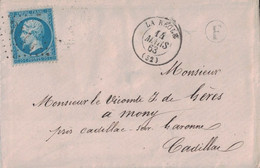 GIRONDE - LA REOLE - EMPIRE N°22 - OBLITERATION GC3114 - AVEC BOITE RURALE F -  LETTRE DU 14 MARS 1863 - 1877-1920: Periodo Semi Moderno