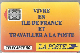 CARTE-PUBLIC-F-136B-1990-50U-SC5An-Trou 6-LA POSTE-Ile De France-5 Ge 21810-8 Et 0 Envers-Utilisé-BE-1angle Leger Ecrase - 1990