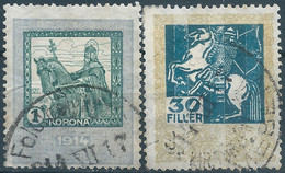 Hungary 1914 Revenue Stamps Fiscal Tax,1K & 30Filler,Obliterated - Fiscali