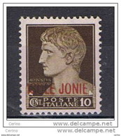ISOLE  JONIE - EMISS. GENERALI:  1941  SOPRASTAMPATO  -  10 C. BRUNO  N. -  SASS. 2 - Isole Ionie