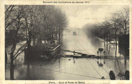 Souvenir Des Inondations De Janvier 1910 Paris Quai Et Porte De Bercy RV La Leçon Du Desastre ! - Überschwemmung 1910
