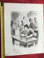 Belle Au Bistrot. Dessin Humoristique-☛Issu De Découpe-☛Art  Estampe-gravure-petit Dessin Au Fusain En Signature En Bas? - Dessins