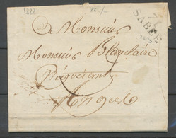 1822 Lettre Marque 71 SABLE 26x11mm + Taxe 3 SARTHE(71) H2602 - 1801-1848: Precursores XIX