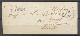 1831 Lettre Marque P36P TOURS 25x11mm  INDRE ET LOIRE (36) H2606 - 1801-1848: Précurseurs XIX