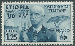 1936 ETIOPIA EFFIGIE 1,25 LIRE MNH ** - P19-8 - Ethiopia