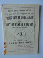Pocket Guide Of Rio De Janeiro And List Of Useful Phrases English-Portuguese. Rio De Janeiro's U.S. Servicemen's Center - War 1939-45