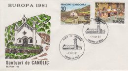 Enveloppe  FDC  1er  Jour  ANDORRE   Espagnol    Paire    EUROPA    1981 - Autres & Non Classés