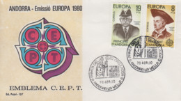 Enveloppe  FDC   1er  Jour    ANDORRE   Paire   EUROPA    1980 - Autres & Non Classés