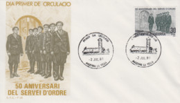 Enveloppe  FDC  1er  Jour   ANDORRE   50éme  Anniversaire  Du   Service  D' Ordre   1981 - Autres & Non Classés