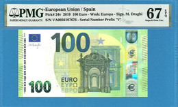 100 EURO SPAIN DRAGHI VA00-V001 PMG 67(D080) - 100 Euro