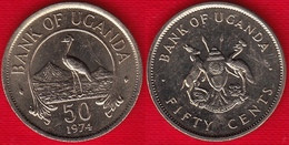 Uganda 50 Cents 1966-1974 Km#4 XF-UNC - Oeganda