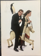 POSTCARD USED 2007, HUMOR, COUPLE ON HORSE & BIRD, SOREN OSTERGAARD'STIVOLI VERIETE, VISIT GLASS HALL, VIGNETTE STAR LAB - Cartas & Documentos