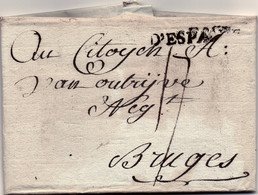 1801. Carta De Madrid A Bruges, Marque ""D'ESPAGNE"". Pli De Madrid à Bruges - Legerstempels (voor 1900)