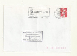 FLAMME ALBERVILLE 92  DU 24/01/1992  SUR LETTRE ENTIERE. - Maschinenstempel (Werbestempel)