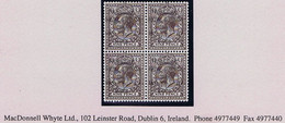 Ireland 1922 Dollard Rialtas Black Ovpt On 9d Agate,variety "faint Grey-black Overprint" Block Of 4 Fresh Mint Unmounted - Nuovi