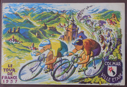 Cyclisme : Tour De France 1957, Colmar Ville étape , Illustration A.Selio , RARE Jamais Vue Sur Delcampe - Wielrennen
