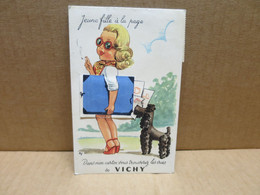 VICHY (03) Carte à Système Dépliant Jeune Fille à La Page - Vichy