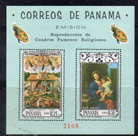 BF147 - PANAMA 1966 , QUADRI Sandro Botticelli E Mignard BF Dentellato *** MNH - Paintings