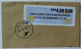 Vignette Oblitérée Complément D'affranchissement LR R1 AR à 4,09€ Sur Fragment, TB - 2000 « Avions En Papier »