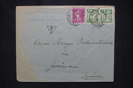 FRANCE - Enveloppe De La Croix Rouge De Bedarieux Pour La Croix Rouge De Genève En 1940 Avec Cachet De Taxe - L 109822 - Rotes Kreuz