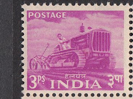 INDIA 1955  Five Year Plan (2nd Definitive Serie) 3 Ps Tractor, Agriculture  MNH (**) (Never Hinged) - Neufs