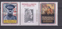 < Centenaire Armistice Du 11 Novembre 1918 .. Marianne écopli Sur Timbres Vignettes General Pershing  Sans Charnière TTB - WW1