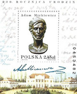 Pologne - Polska - Bloc** Feuillet Poëte Mickiewicz - BF 144 - Année 1998 - - Neufs