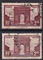 FRANCE 1929 Variété Sur Y&T N° 258 Normal Avec Clair Oblitérés - Gebruikt