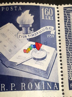 Stamps Errors Romania 1959 Mi 1812 Printed With Spot Color. Stamp Album, Philatelic Magnifying Glass With Inscription - Abarten Und Kuriositäten