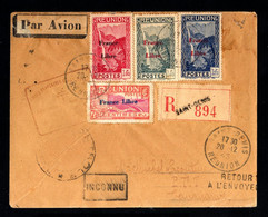 18026-REUNION-MILITARY REGISTERED COVER ST.DENIS To TANANARIVE (madagascar)1943.WWII.French FORCES FRANÇAISE.RECOMMANDEE - Lettres & Documents