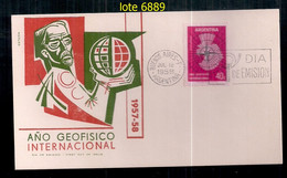 ARGENTINE 1958 GJ 1108 ANNÉE GÉOPHYSIQUE INTERNATIONALE EN COUVERTURE PREMIER JOUR - Internationales Geophysikalisches Jahr