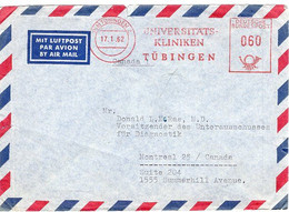 49687 - Bund - 1962 - AFS TUEBINGEN - UNIVERSITAETSKLINIKEN A. Lp.-Bf. -> Montreal (Canada) - Medicine