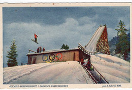 49699 - Deutsches Reich - 1936 - Color-AK Olympia-Sprungschanze (rs. Leicht Stockig) - Garmisch-Partenkirchen