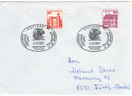 49726 - Bund - 1987 - 60Pfg. B&S MiF A. Bf. M. SoStpl. STUTTGART - BRIEFMARKENSONDERSCHAU FLORA UND FAUNA ... -> Fuerth - Otros & Sin Clasificación