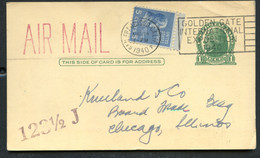 UX27 UPSS S37E Postal Card AIRMAIL San Francisco CA Exposition Cancel+Prexie 1940 - 1921-40