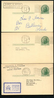 UX27 UPSS S37E 3 Postal Cards Used From CA With PLATE FLAWS INDICIA 1946-48 - 1921-40