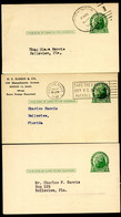 UX27 UPSS S37E 3 Postal Cards Used Hopkinton + Boston MA 1945-47 - 1921-40