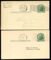 UX27 UPSS S37E 2 Postal Cards Used OKLAHOMA PLATE FLAWS 1944-49 - 1921-40