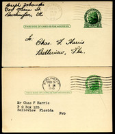 UX27 UPSS S37E 2 Postal Cards Used Burlington VERMONT PLATE FLAWS 1945-47 - 1921-40