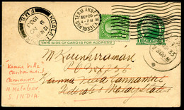 UX27 Postal Card Used New York NY To MALAYSIA Forw. INDIA 1933 - 1921-40