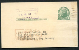 UX27 UPSS UX27e Postal Card Menasha WI To Germany 1948 - 1921-40