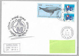 Tir 4/1 - TAAF PO495x2 Et 587 Baleine à Bosse Sur Pli Crozet Du 5.1.2012 - Magné-Sismo - Signé. - Cartas & Documentos
