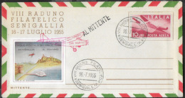 PRIMO VOLO  - SENIGALLIA/SAN MARINO * 16.7.1955* SU BUSTA UFFICIALE PER VIII RADUNO FILATELICO - Luftpost