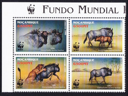 WWF Blue Wildebeest Block 2*2 WWF Logo Mozambique 2000 MNH SG#1542-1545 MI#1757-1760 SC#1377 A-d - Other