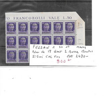 FEZZAN N° 1 ET 1c ** BLOC DE 18 DONT 2 BARRES COURTES SIGNE CLVES - Unused Stamps