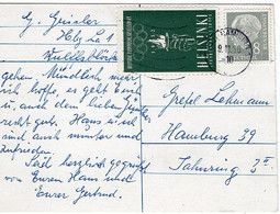 49893 - Bund - 1950 - 8Pfg. Heuss I EF A. Kte. M. DOG-Vignette "Helsinki 1952", Innerh. V. HAMBURG - Ete 1952: Helsinki